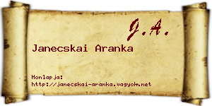 Janecskai Aranka névjegykártya